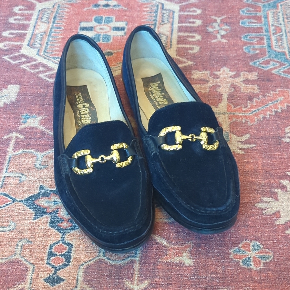 Chic Black Loafers with Gold Accents